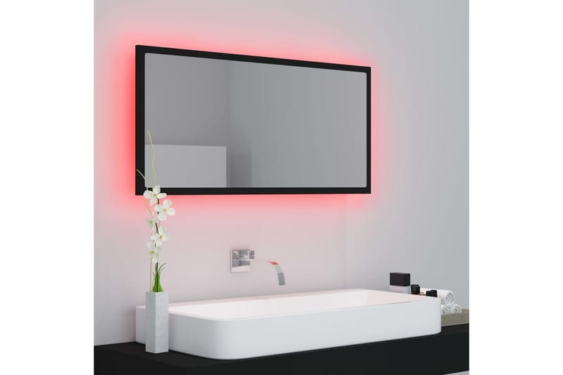 LED Baderomsspeil 90x8,5x37 cm sponplate svart - Svart - Balkongmarkise - Markiser - Terrassemarkise