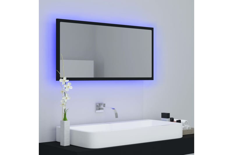 LED Baderomsspeil 90x8,5x37 cm sponplate svart - Svart - Terrassemarkise - Markiser - Balkongmarkise