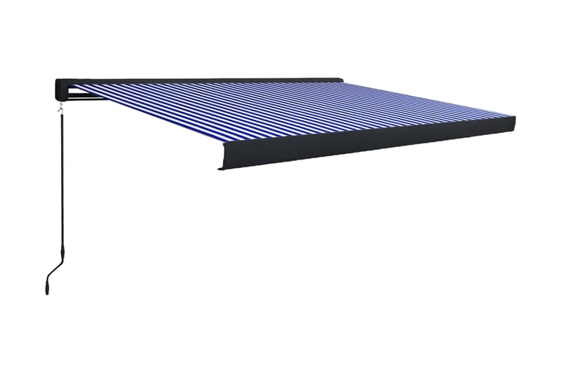 Manuell kassettmarkise 350x250 cm blå og hvit - Blå - Hagemøbler - Solbeskyttelse - Markiser - Balkongmarkise