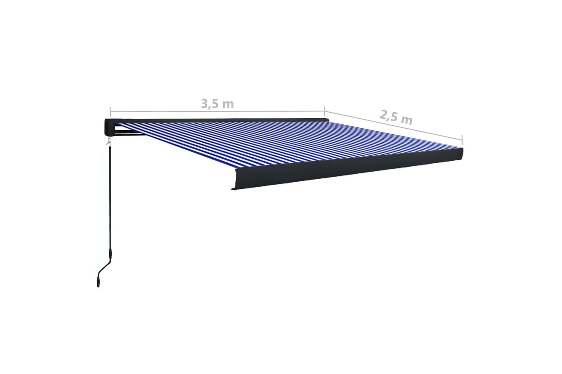 Manuell kassettmarkise 350x250 cm blå og hvit - Blå - Hagemøbler - Solbeskyttelse - Markiser - Balkongmarkise