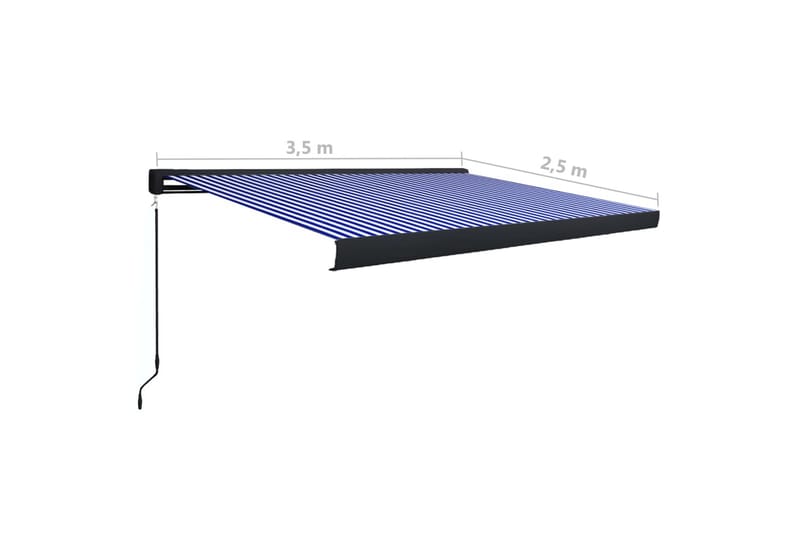 Manuell kassettmarkise 350x250 cm blå og hvit - Blå - Hagemøbler - Solbeskyttelse - Markiser - Balkongmarkise