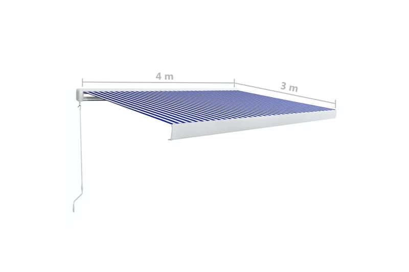 Manuell kassettmarkise 400x300 cm blå og hvit - Blå - Hagemøbler - Solbeskyttelse - Markiser - Balkongmarkise