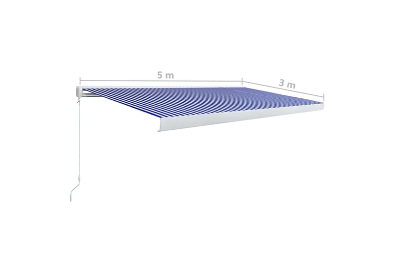 Manuell kassettmarkise 500x300 cm blå og hvit - Blå - Hagemøbler - Solbeskyttelse - Markiser - Balkongmarkise
