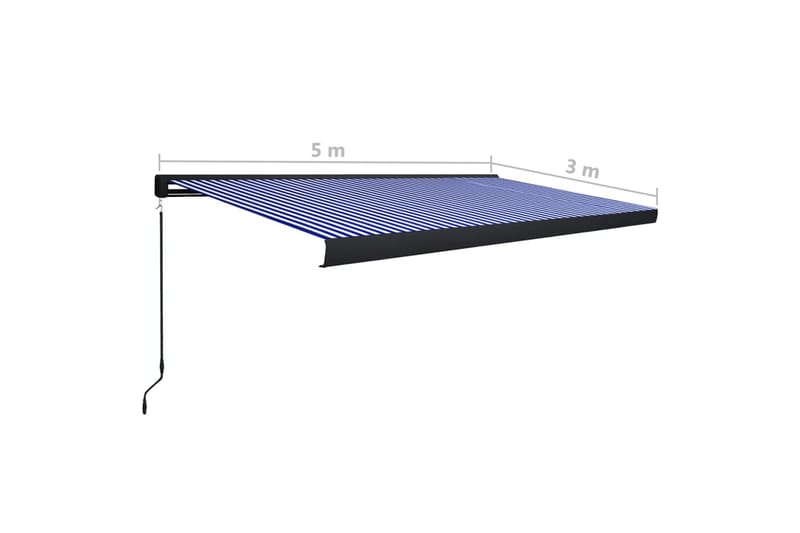 Manuell kassettmarkise 500x300 cm blå og hvit - Blå - Hagemøbler - Solbeskyttelse - Markiser - Balkongmarkise