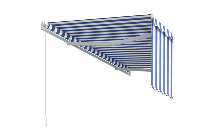 Manuell markise med rullegardin 3x2,5 m blå og hvit - Blå - Vindusmarkise - Markiser