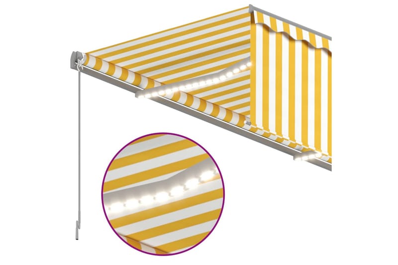 Manuell markise med rullegardin og LED 3x2,5 m gul og hvit - Gul - Vindusmarkise - Markiser
