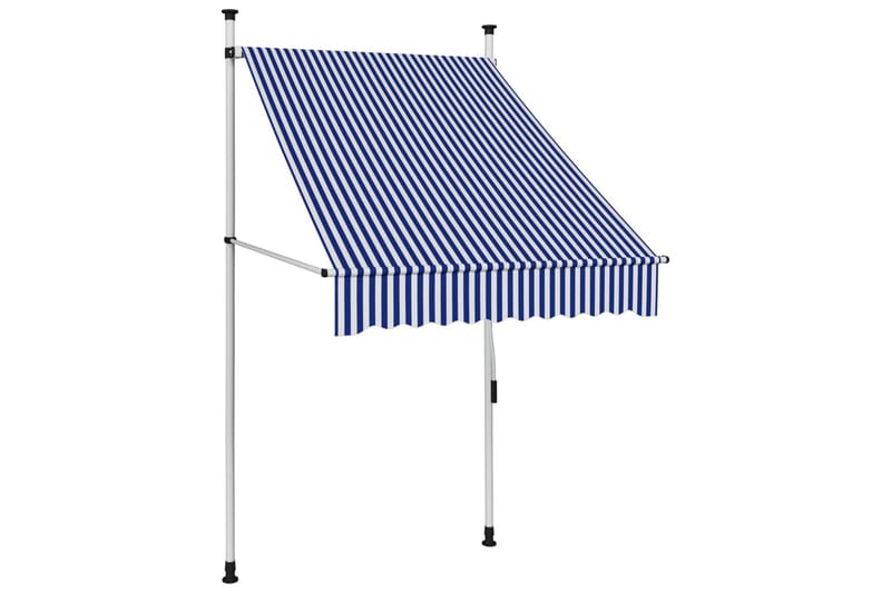 Manuell uttrekkbar markise 100 cm blå og hvite striper - Vindusmarkise - Markiser