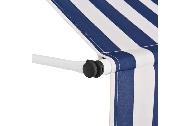 Manuell uttrekkbar markise 150 cm blå og hvite striper - Vindusmarkise - Markiser
