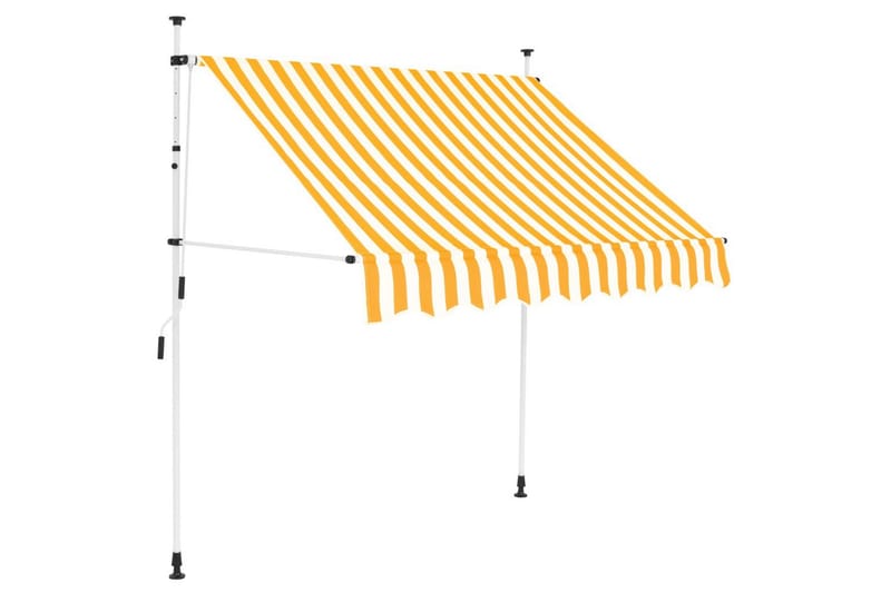 Manuell uttrekkbar markise 150 cm gule og hvite striper - Vindusmarkise - Markiser