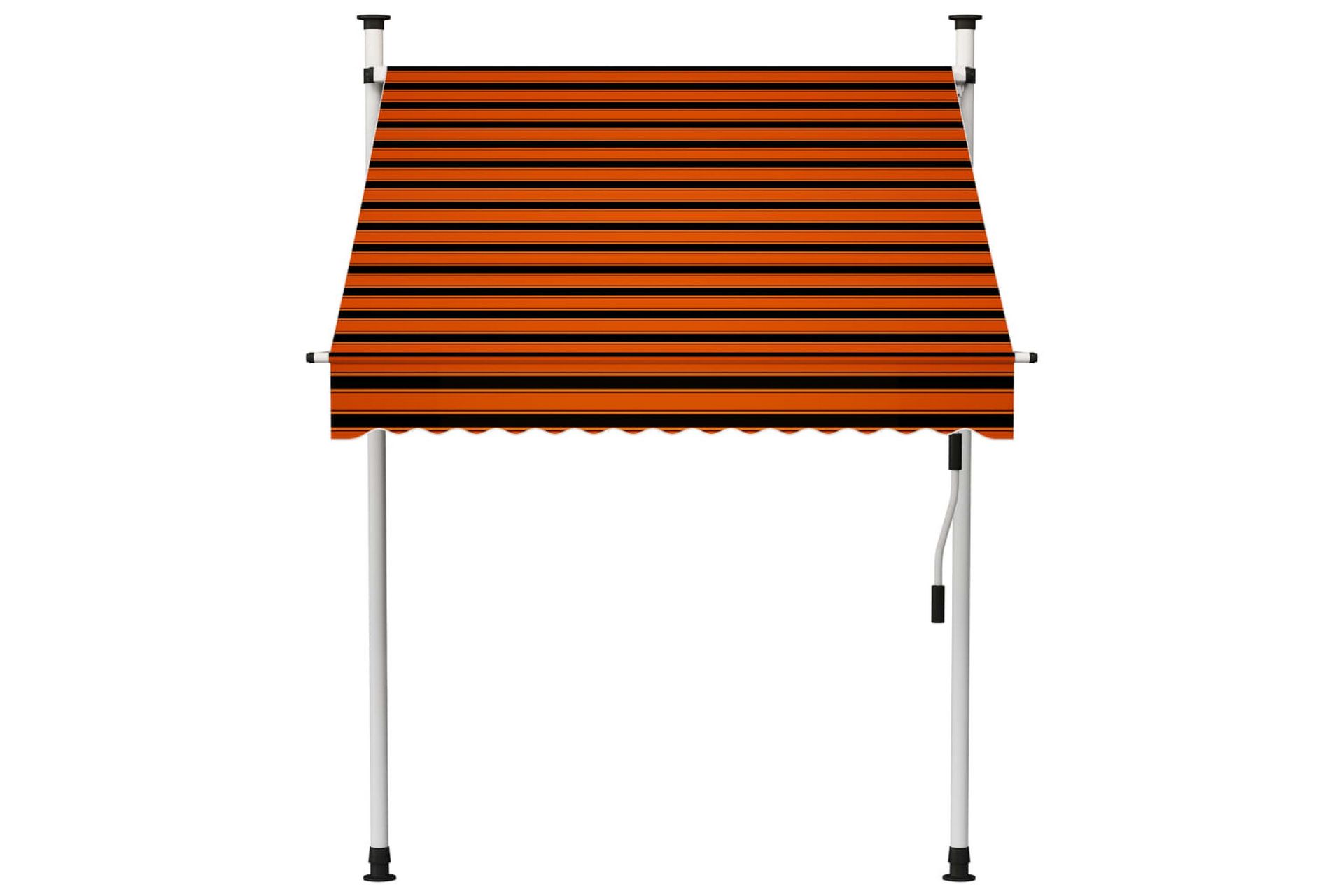 Manuell uttrekkbar markise 150 cm oransje og brun - Flerfarget - Hagemøbler - Solbeskyttelse - Markiser - Vindusmarkise