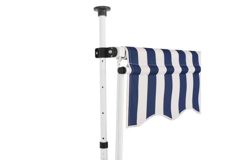Manuell uttrekkbar markise 200 cm blå og hvite striper - Vindusmarkise - Markiser
