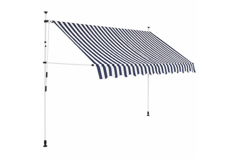 Manuell uttrekkbar markise 250 cm blå og hvite striper - Vindusmarkise - Markiser - Solbeskyttelse vindu