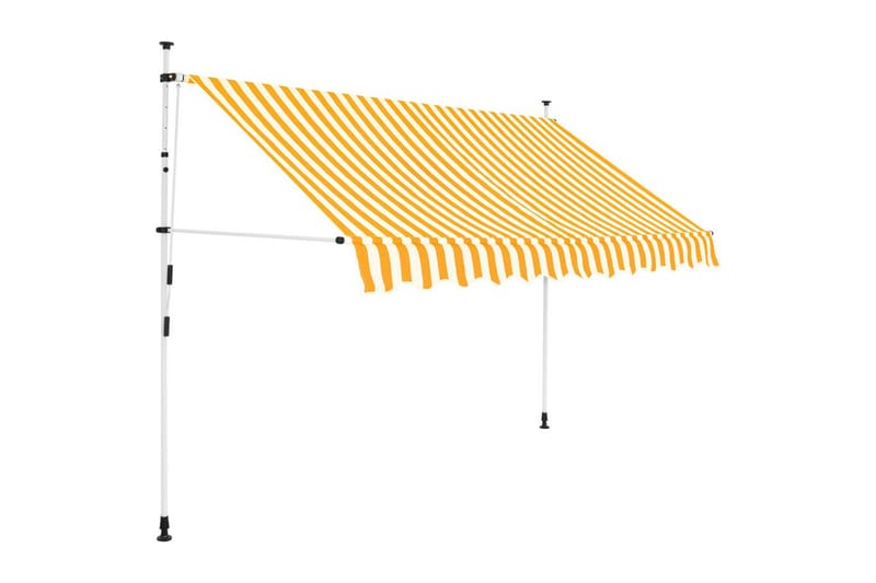 Manuell uttrekkbar markise 250 cm gule og hvite striper - Vindusmarkise - Markiser - Solbeskyttelse vindu