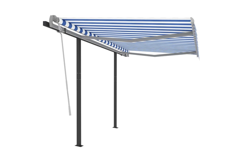 Manuell uttrekkbar markise 3,5x2,5 m blå og hvit - Balkongmarkise - Markiser - Terrassemarkise