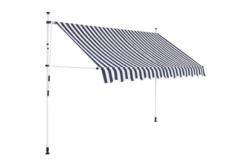 Manuell uttrekkbar markise 300 cm blå og hvite striper - Balkongmarkise - Markiser - Terrassemarkise