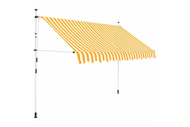 Manuell uttrekkbar markise 300 cm gule og hvite striper - Balkongmarkise - Markiser - Terrassemarkise