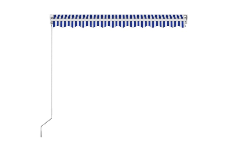 Manuell uttrekkbar markise 300x250 cm blå og hvit - Balkongmarkise - Markiser - Terrassemarkise