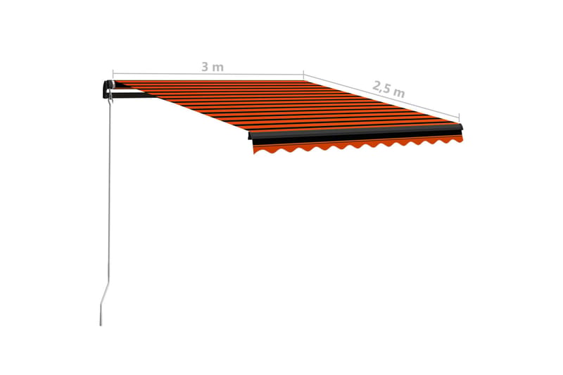Manuell uttrekkbar markise 300x250 cm oransje & brun - Hagemøbler - Solbeskyttelse - Markiser - Vindusmarkise