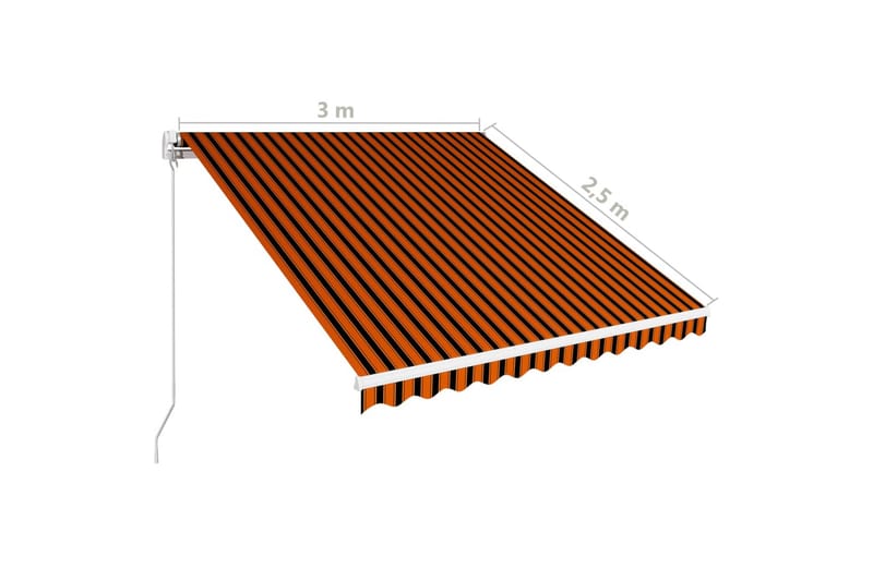 Manuell uttrekkbar markise 300x250 cm oransje og brun - Hagemøbler - Solbeskyttelse - Markiser - Balkongmarkise