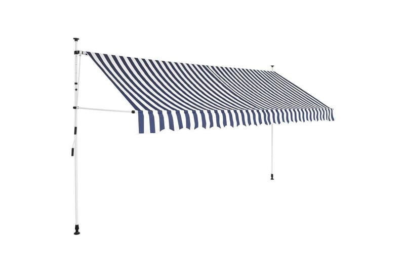 Manuell uttrekkbar markise 350 cm blå og hvite striper - Terrassemarkise - Markiser - Balkongmarkise