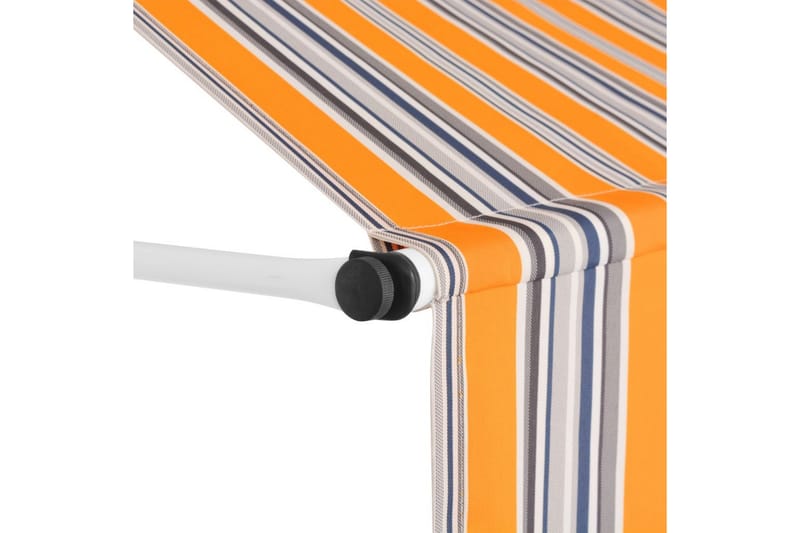 Manuell uttrekkbar markise 350 cm gule og blå striper - Balkongmarkise - Markiser - Terrassemarkise