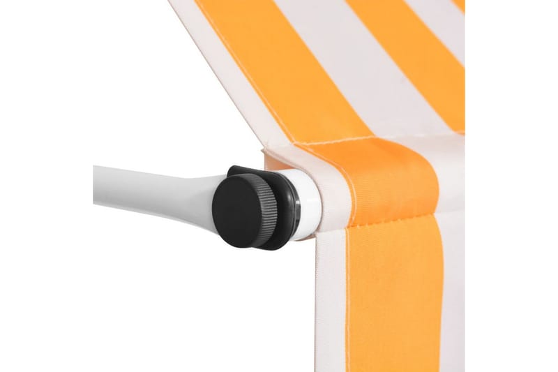 Manuell uttrekkbar markise 350 cm gule og hvite striper - Balkongmarkise - Markiser - Terrassemarkise