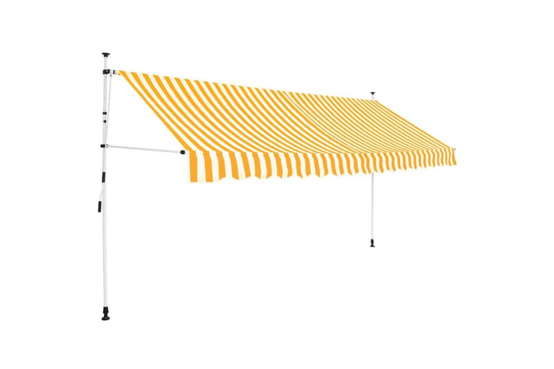 Manuell uttrekkbar markise 350 cm gule og hvite striper - Balkongmarkise - Markiser - Terrassemarkise