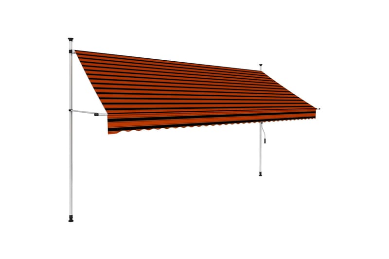 Manuell uttrekkbar markise 350 cm oransje og brun - Flerfarget - Balkongmarkise - Markiser - Terrassemarkise