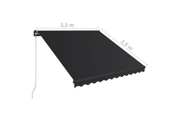 Manuell uttrekkbar markise 350x250 cm antrasitt - Hagemøbler - Solbeskyttelse - Markiser - Balkongmarkise