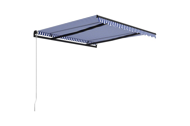 Manuell uttrekkbar markise 350x250 cm blå & hvit - Hagemøbler - Solbeskyttelse - Markiser - Vindusmarkise