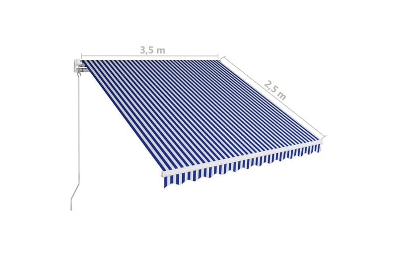 Manuell uttrekkbar markise 350x250 cm blå og hvit - Balkongmarkise - Markiser - Terrassemarkise