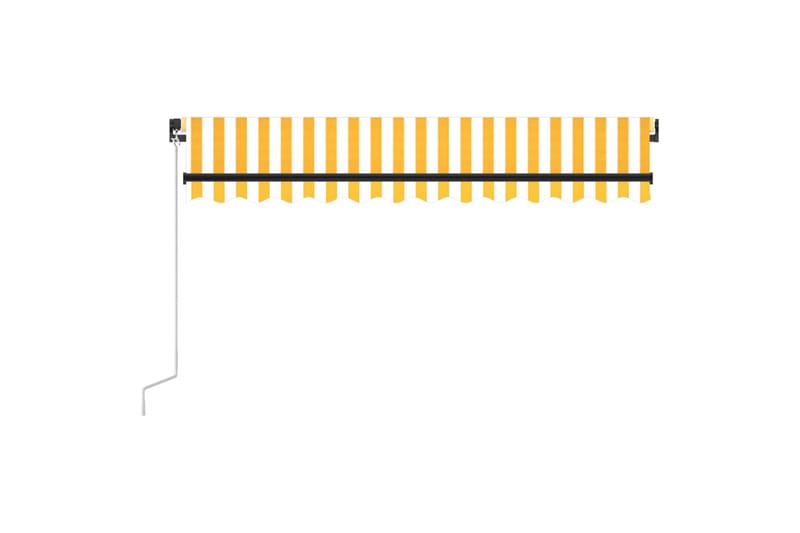 Manuell uttrekkbar markise 350x250 cm gul og hvit - Gul - Terrassemarkise - Markiser - Balkongmarkise