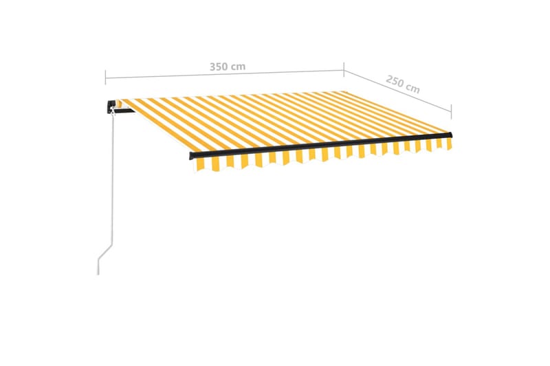 Manuell uttrekkbar markise 350x250 cm gul og hvit - Gul - Hagemøbler - Solbeskyttelse - Markiser - Balkongmarkise