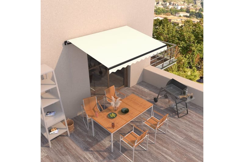 Manuell uttrekkbar markise 350x250 cm kremhvit - Krem - Hagemøbler - Solbeskyttelse - Markiser - Balkongmarkise