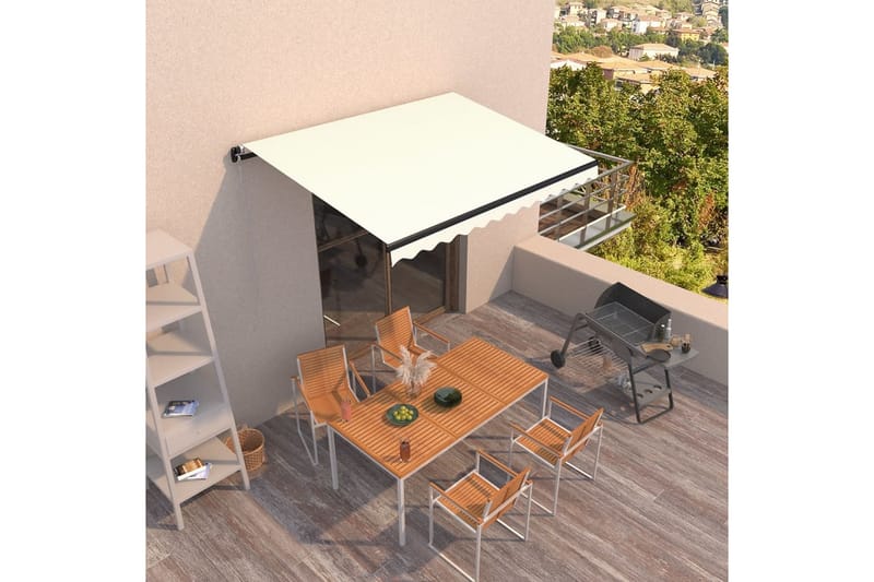 Manuell uttrekkbar markise 350x250 cm kremhvit - Krem - Balkongmarkise - Markiser - Terrassemarkise