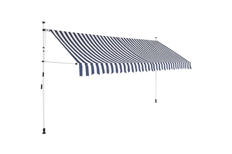 Manuell uttrekkbar markise 400 cm blå og hvite striper - Balkongmarkise - Markiser - Terrassemarkise