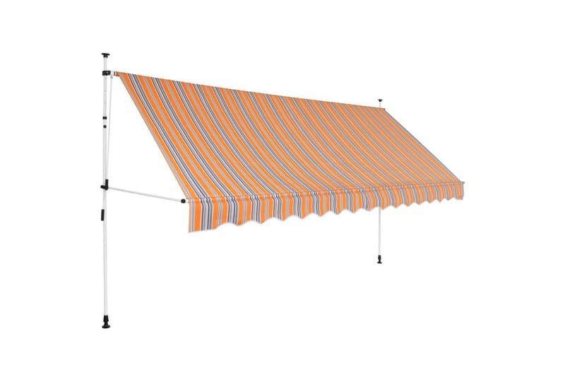 Manuell uttrekkbar markise 400 cm gule og blå striper - Balkongmarkise - Markiser - Terrassemarkise