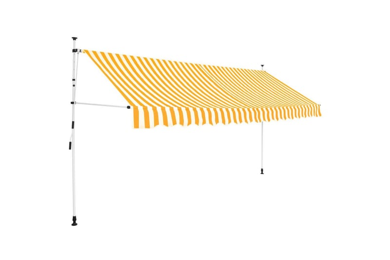 Manuell uttrekkbar markise 400 cm gule og hvite striper - Balkongmarkise - Markiser - Terrassemarkise