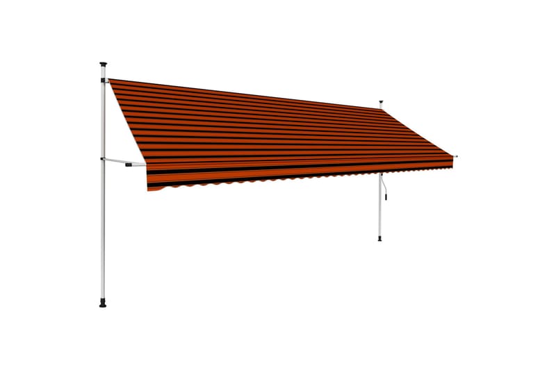 Manuell uttrekkbar markise 400 cm oransje og brun - Flerfarget - Balkongmarkise - Markiser - Terrassemarkise