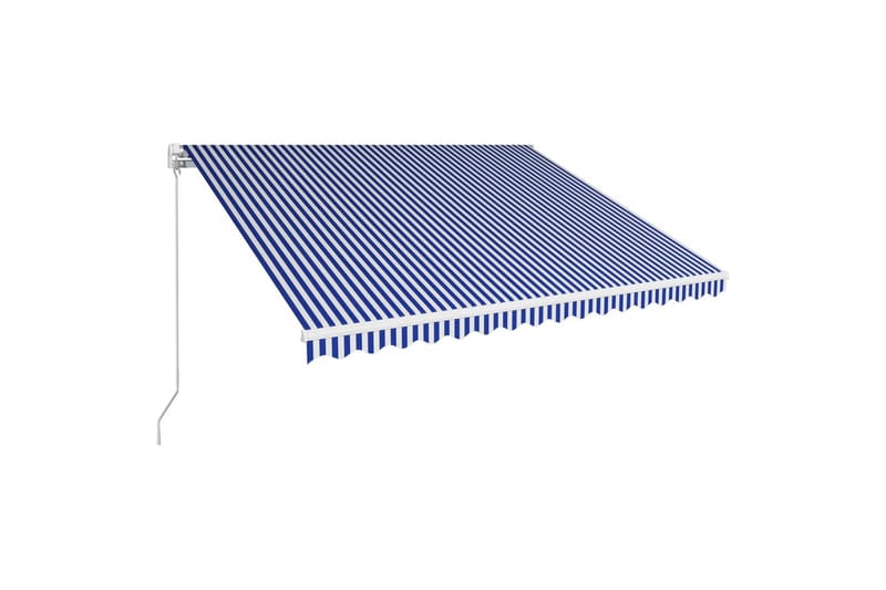 Manuell uttrekkbar markise 400x300 cm blå og hvit - Balkongmarkise - Markiser - Terrassemarkise