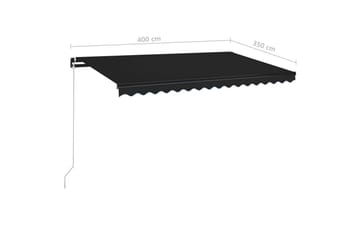 Manuell uttrekkbar markise 400x350 cm antrasitt - Antrasittgrå - Hagemøbler - Solbeskyttelse - Markiser - Balkongmarkise
