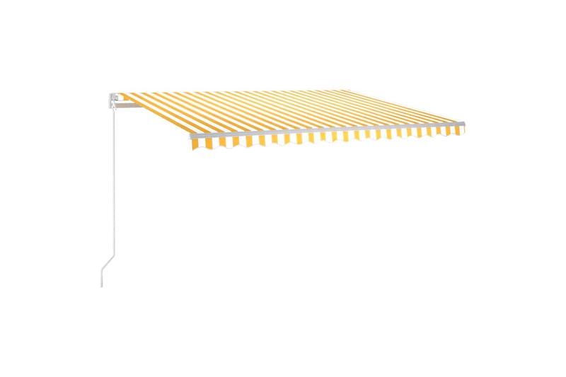 Manuell uttrekkbar markise 450x300 cm gul og hvit - Gul - Hagemøbler - Solbeskyttelse - Markiser - Balkongmarkise