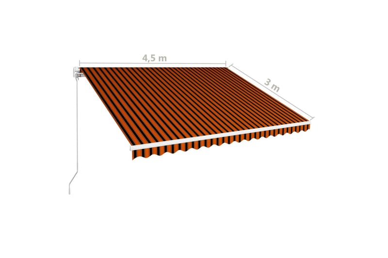 Manuell uttrekkbar markise 450x300 cm oransje og brun - Balkongmarkise - Markiser - Terrassemarkise