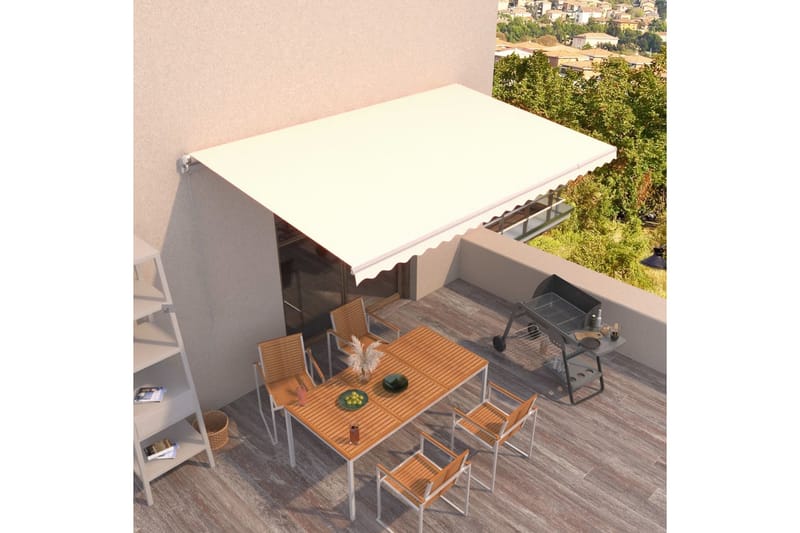 Manuell uttrekkbar markise 500x300 cm kremhvit - Krem - Hagemøbler - Solbeskyttelse - Markiser - Balkongmarkise