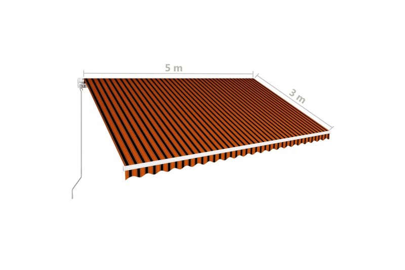 Manuell uttrekkbar markise 500x300 cm oransje og brun - Balkongmarkise - Markiser - Terrassemarkise