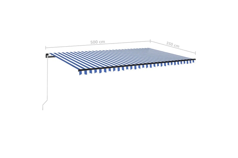 Manuell uttrekkbar markise 500x350 cm blå og hvit - Blå - Hagemøbler - Solbeskyttelse - Markiser - Balkongmarkise