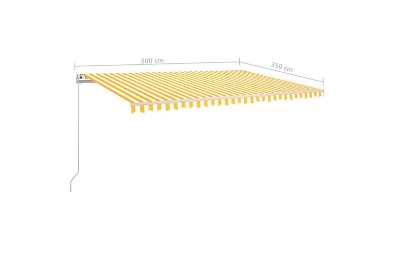 Manuell uttrekkbar markise 500x350 cm gul og hvit - Gul - Hagemøbler - Solbeskyttelse - Markiser - Balkongmarkise