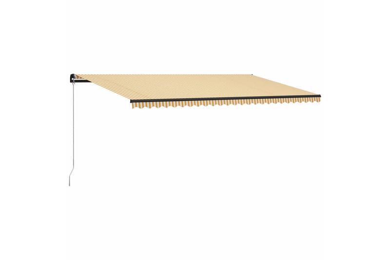 Manuell uttrekkbar markise 600x300 cm gul & hvit - Hagemøbler - Solbeskyttelse - Markiser - Vindusmarkise