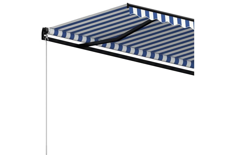 Manuell uttrekkbar markise 600x350 cm blå og hvit - Blå - Hagemøbler - Solbeskyttelse - Markiser - Balkongmarkise