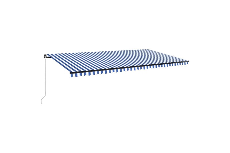 Manuell uttrekkbar markise 600x350 cm blå og hvit - Blå - Hagemøbler - Solbeskyttelse - Markiser - Balkongmarkise